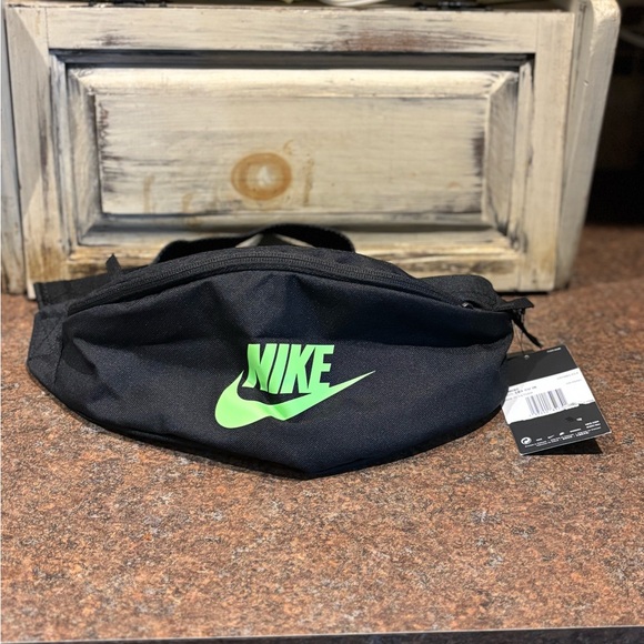 Nike Black and Green Belt Bag with Neon Swoosh - Picture 1 of 1